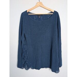 NWOT White House Black Market Sweater Womens Large Blue Lace Back Lined Pullover